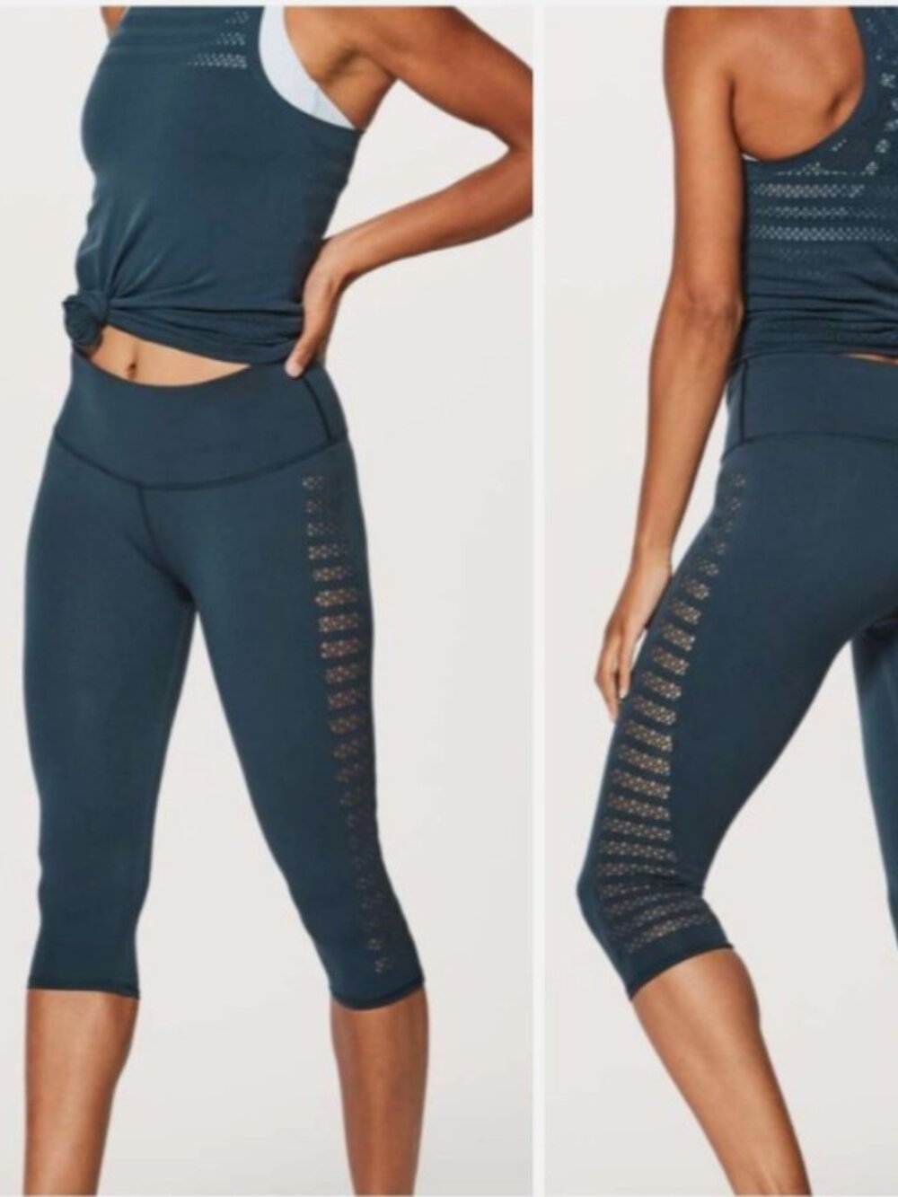 Lululemon Reveal Crop Leggings - Submarine - Size 4 Inseam 15"
